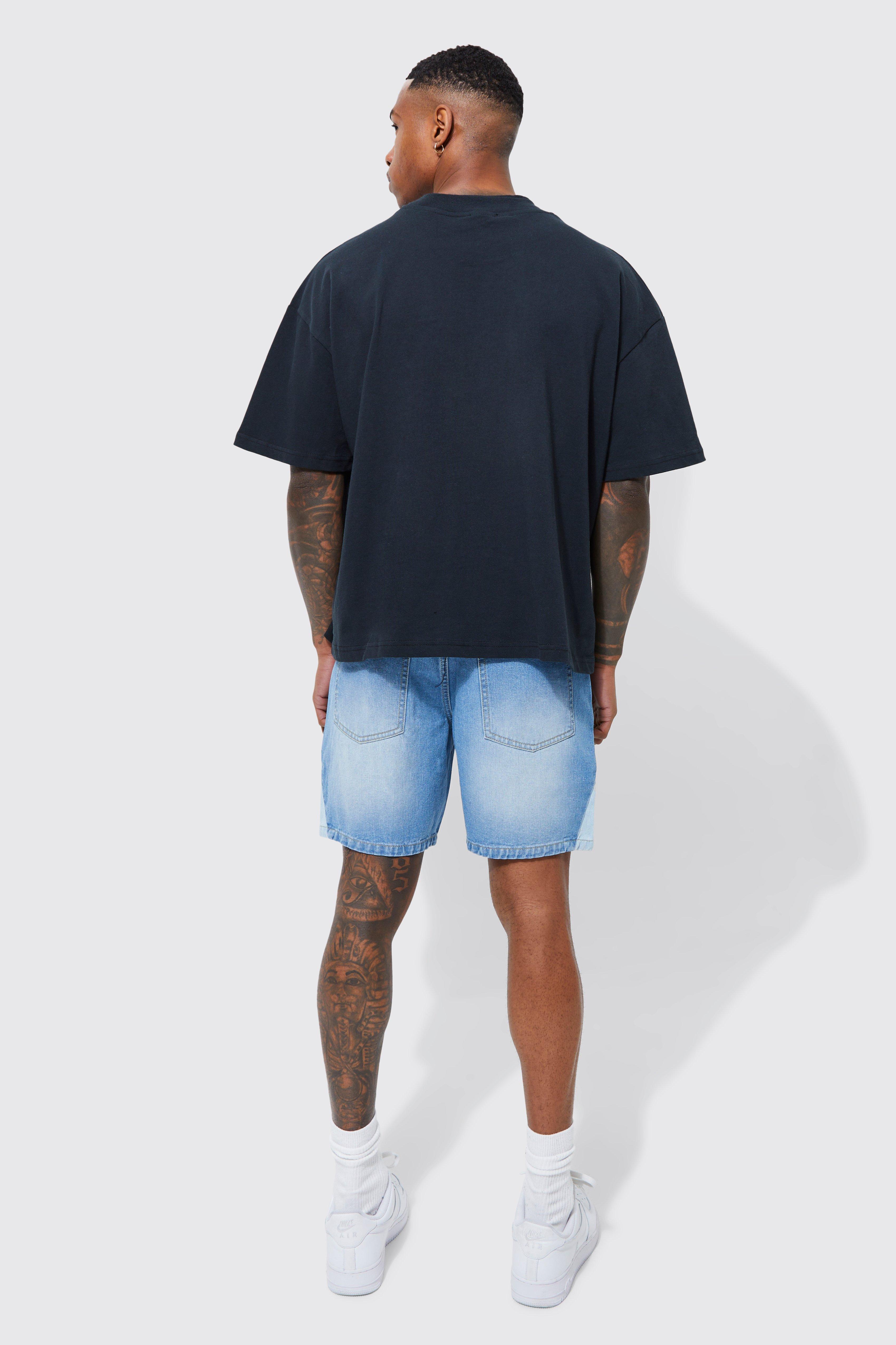 Mens denim shorts clearance boohoo